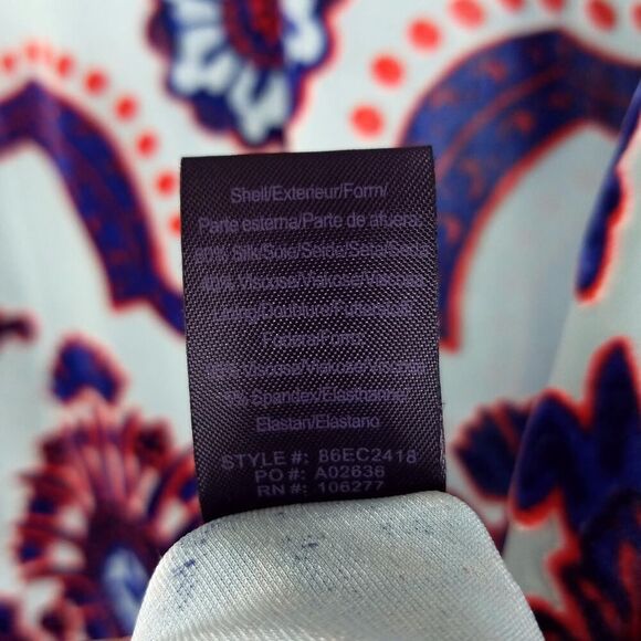 Hale Bob Silk Chiffon Velvet Burnout Blue Orange Kimono Tunic Top Size Small - Picture 7 of 8